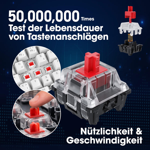 KOORUI 60% Mechanical Gaming Keyboard, Mixed Colors LED Backlit Ultra-Compact 69 Keys, Mini Wired Keyboard with Blue Switch for Windows Laptop PC/Mac OS/Xbox-BLACK(Blue Switch)