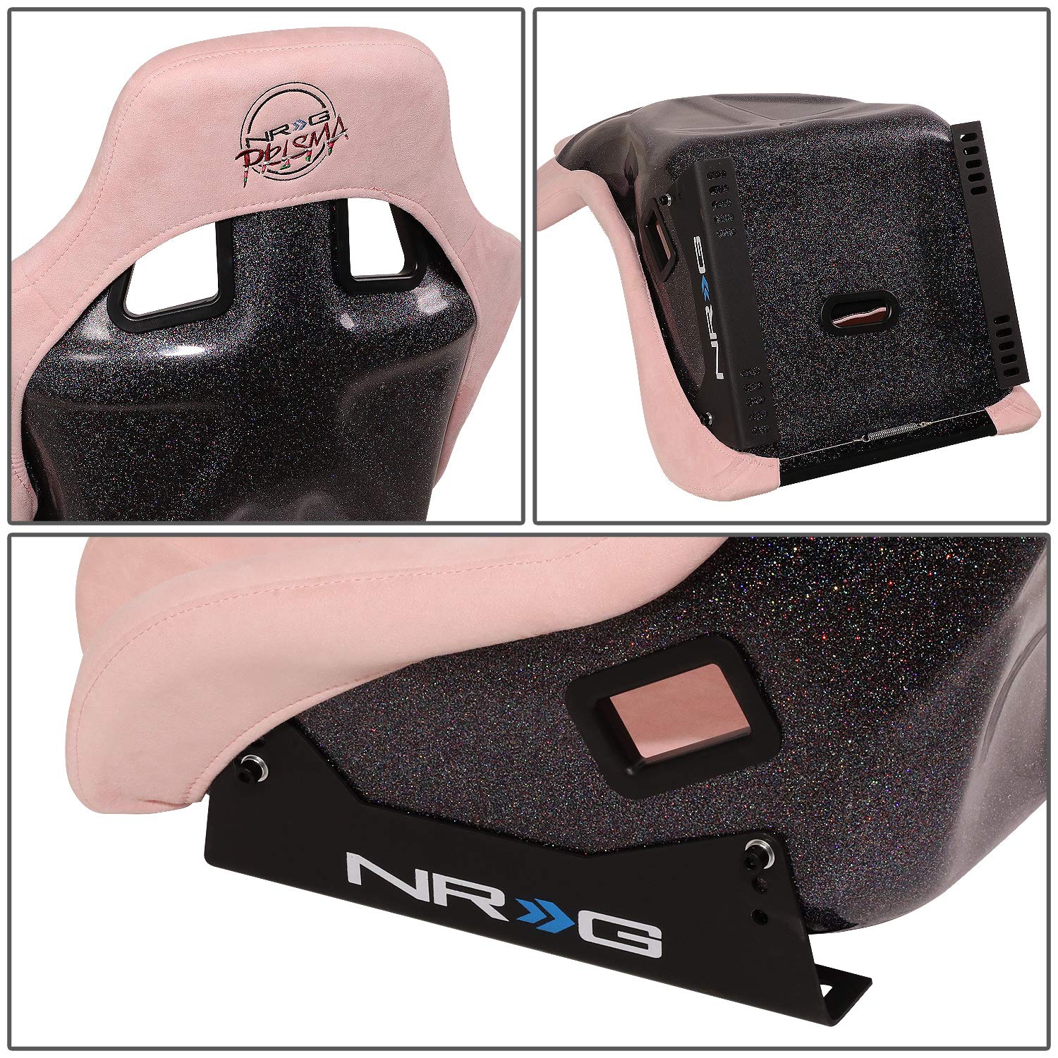 NRG Innovations NRG-FRP-302BK-ULTRA Universal Fixed Back Bucket Racing Seat for 6-Point Harnesses, Size L, Black Cover, Black -ULTRA, 24" W X 36" H X 18" D