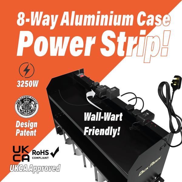 Toolganize Power Tool Organiser, Storage Rack with Power Strip Charging Station, Heavy-Duty for Workshop & Garage Tools - 4 Slot, Milwaukee Red.