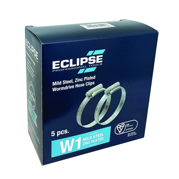 Eclipse Professional Tools ECW1-2A W1 Box of 10 35-50mm (1 ⅜" - 1 ¾") Mild Steel Worm Gear Hose Clamps