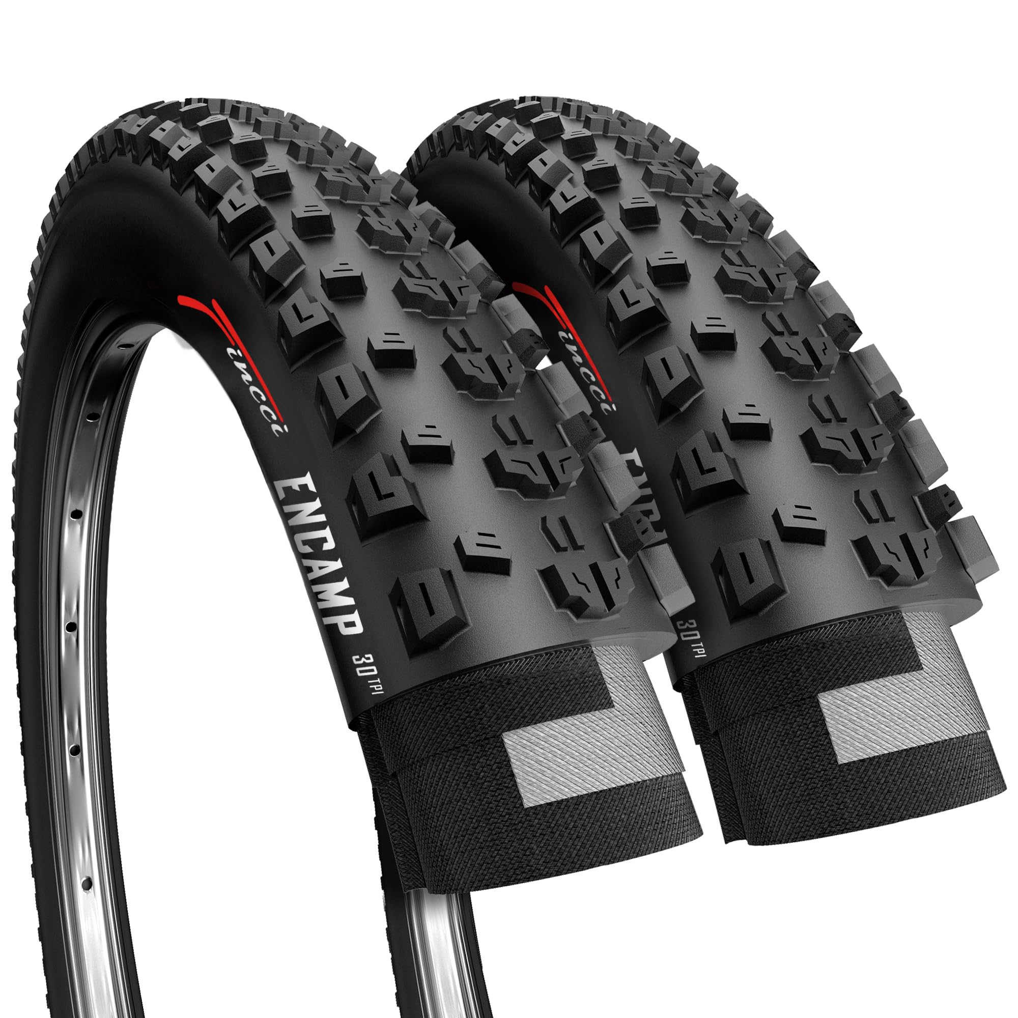 Fincci Encamp 26 inch Mountain Bike Tyre Pair 26 x 2.25 Inch 57-559 Foldable Puncture Proof Bike Tyres for Road MTB Mud Dirt Offroad Bicycle (Pack of