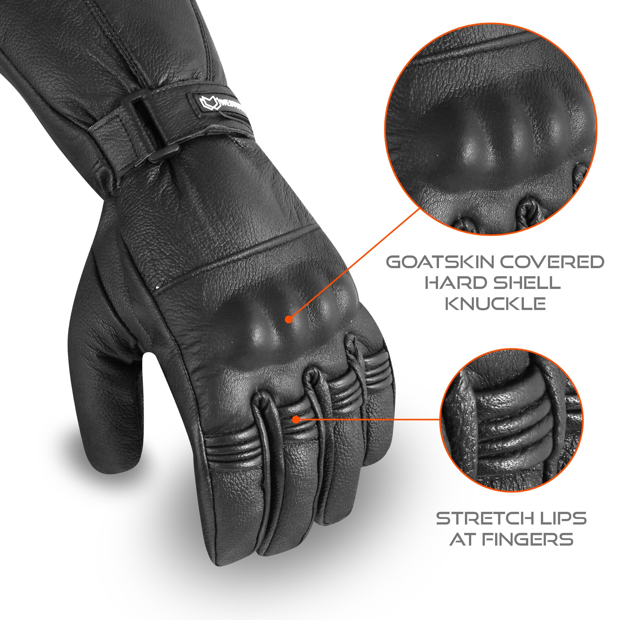 WESTWOOD FOX Motorbike gloves Thinsulate Thermal Motorcycle Leather Gloves Waterproof Winter Summer, mens gloves.
