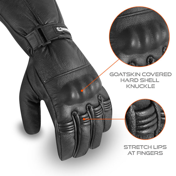 WESTWOOD FOX Motorbike gloves Thinsulate Thermal Motorcycle Leather Gloves Waterproof Winter Summer, mens gloves.