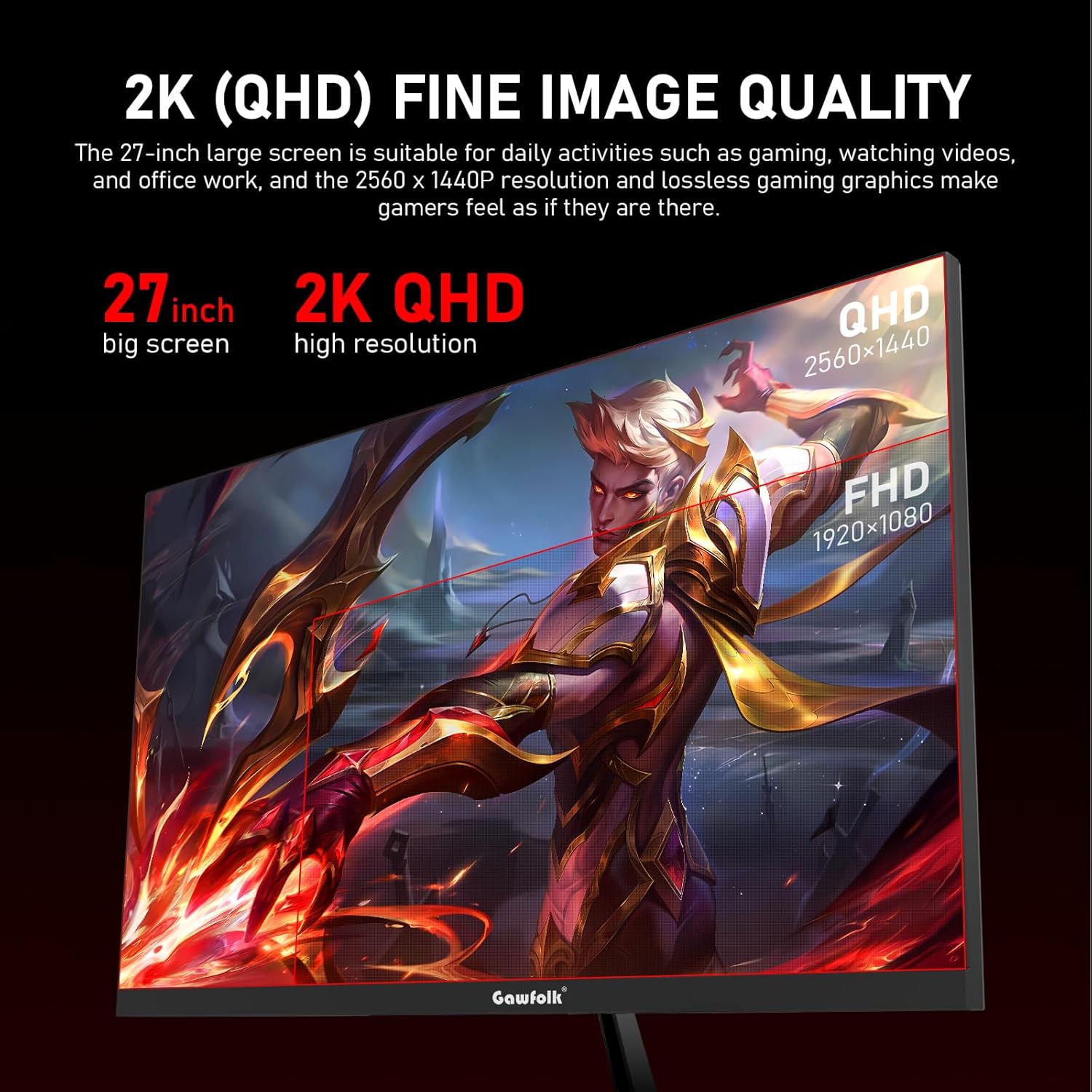 Gawfolk 34 Inch Ultrawide Curved 144Hz Gaming Computer Monitor 1500R PC Screen 21:9 UWQHD (3440x1440),Adaptive Sync,178° Viewing Angle,Display Port、HDMI 2.0, VESA75x75MM-Black