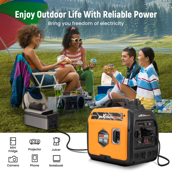 maXpeedingrods 3500W Portable Inverter Generator Petrol Silent, 4 Stroke Sine Wave Generator, Compact and Lightweight for Camping, RV Travel,Home