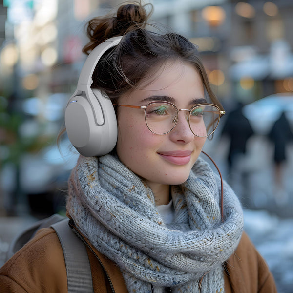 Rebocico Active Noise Cancelling Headphones, Wireless Bluetooth Over-Ear Headphone with Microphone,120H Playtime, Foldable Overhead Headphones with Deep Bass, Fast Charging for Home Travel Office