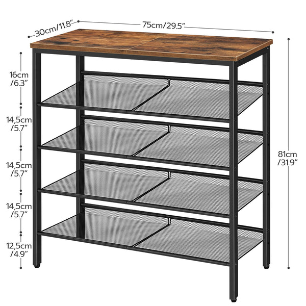 HOOBRO Shoe Rack, 5-Tier Shoe Organizer, Shoe Storage Rack for 16-20 Pairs, Adjustable Mesh Shelves, Shoe Storage Unit for Entryway, Metal Frame,