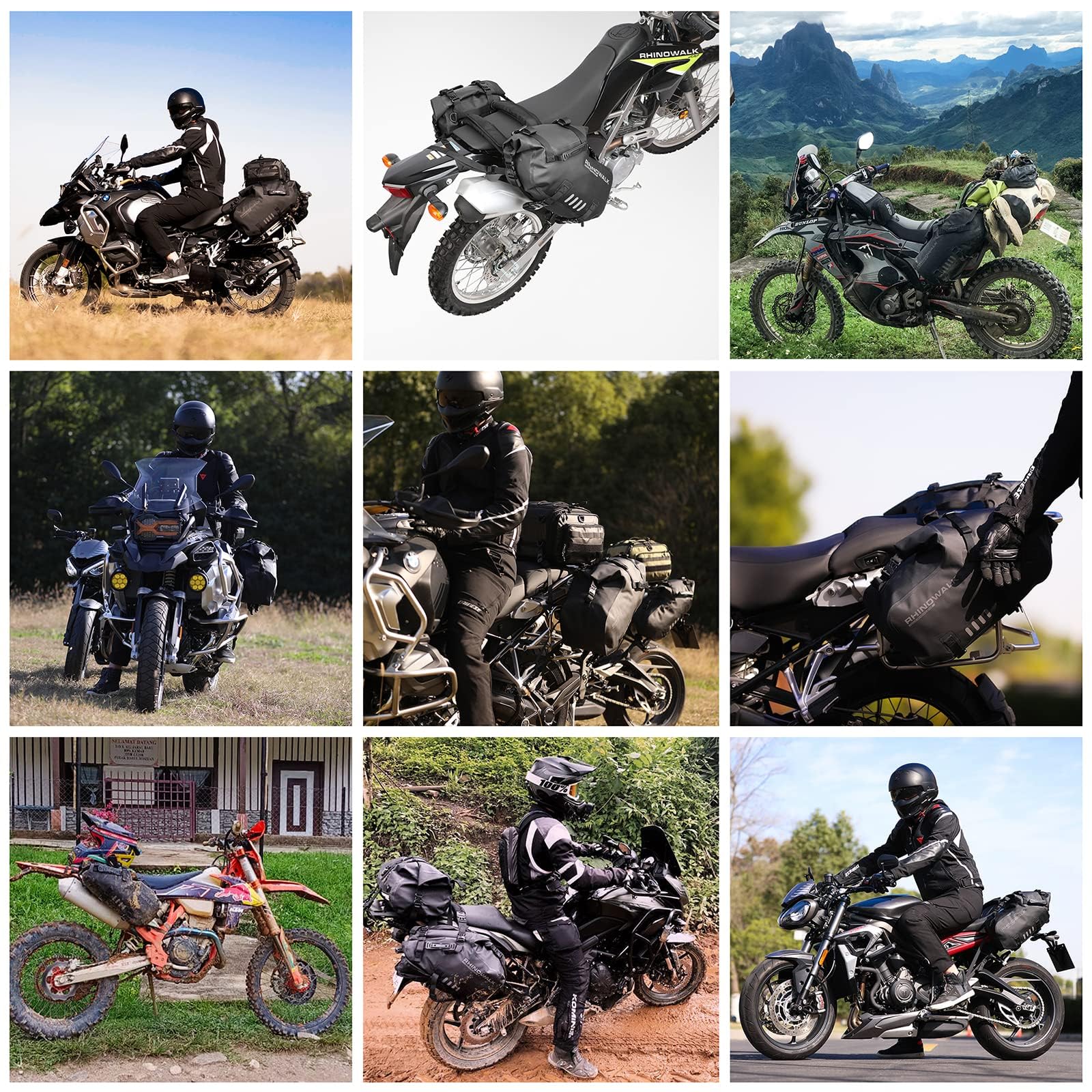 Rhinowalk Motor Pannier Bag Motorcycle Seat Bag Waterproof Travel Luggage Expandable19-26L, Black (MT4026)