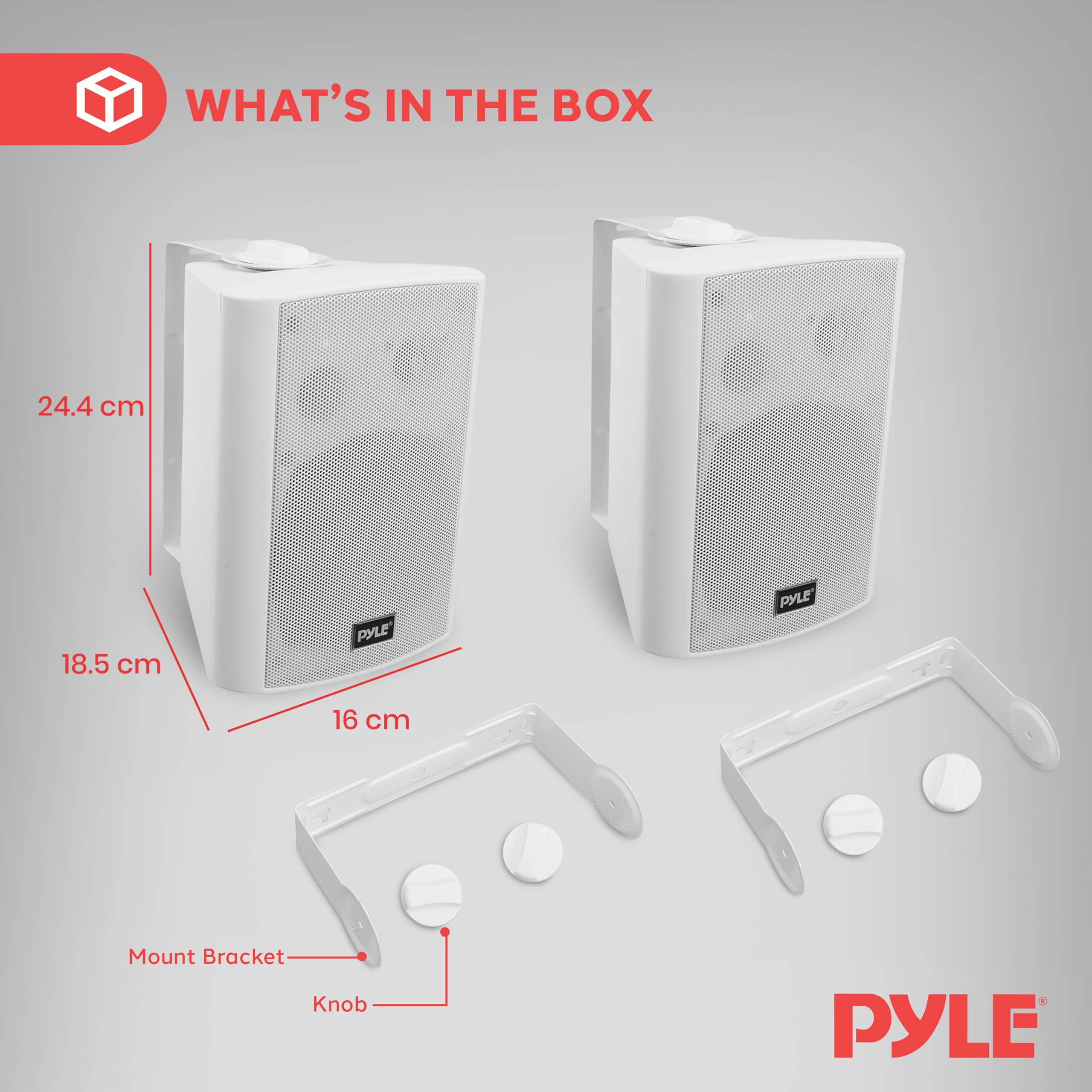 Pyle Bluetooth Speakers, Waterproof Wall-Mounted Speaker System, Indoor/Outdoor, Wireless & Passive, Heavy-Duty Weatherproof Design, Stereo Sound, for Patio, Pool, Deck, Home & Business