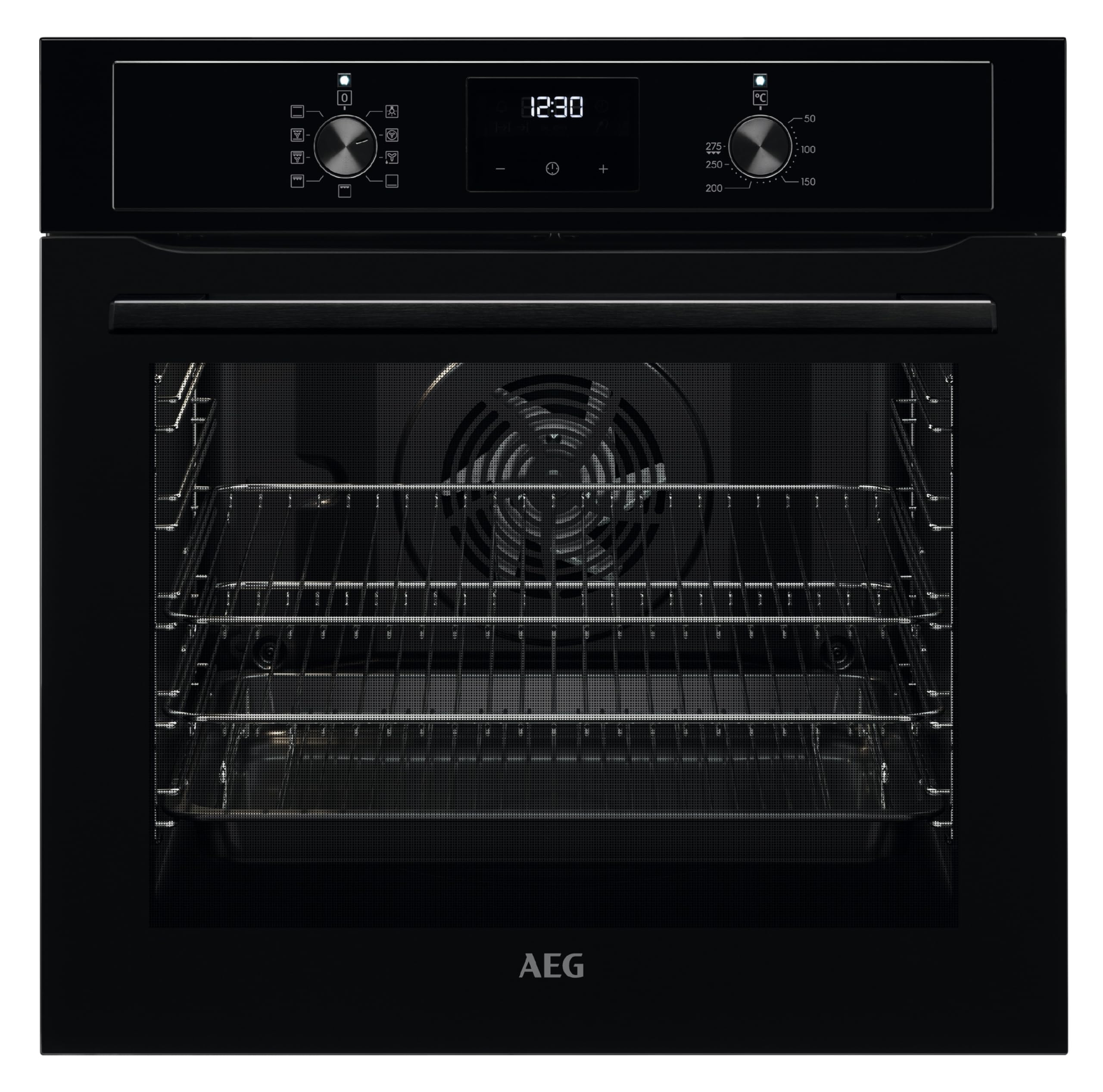 AEG 3000 Series Surroundcook Integrated Oven BEX335011B, 72L Multilevel Cooking, Turbo Grill, Defrost, Led Display, XL Baking Tray, Aqua Clean, Built-in Oven 590x560x550mm, Class A+++ Black