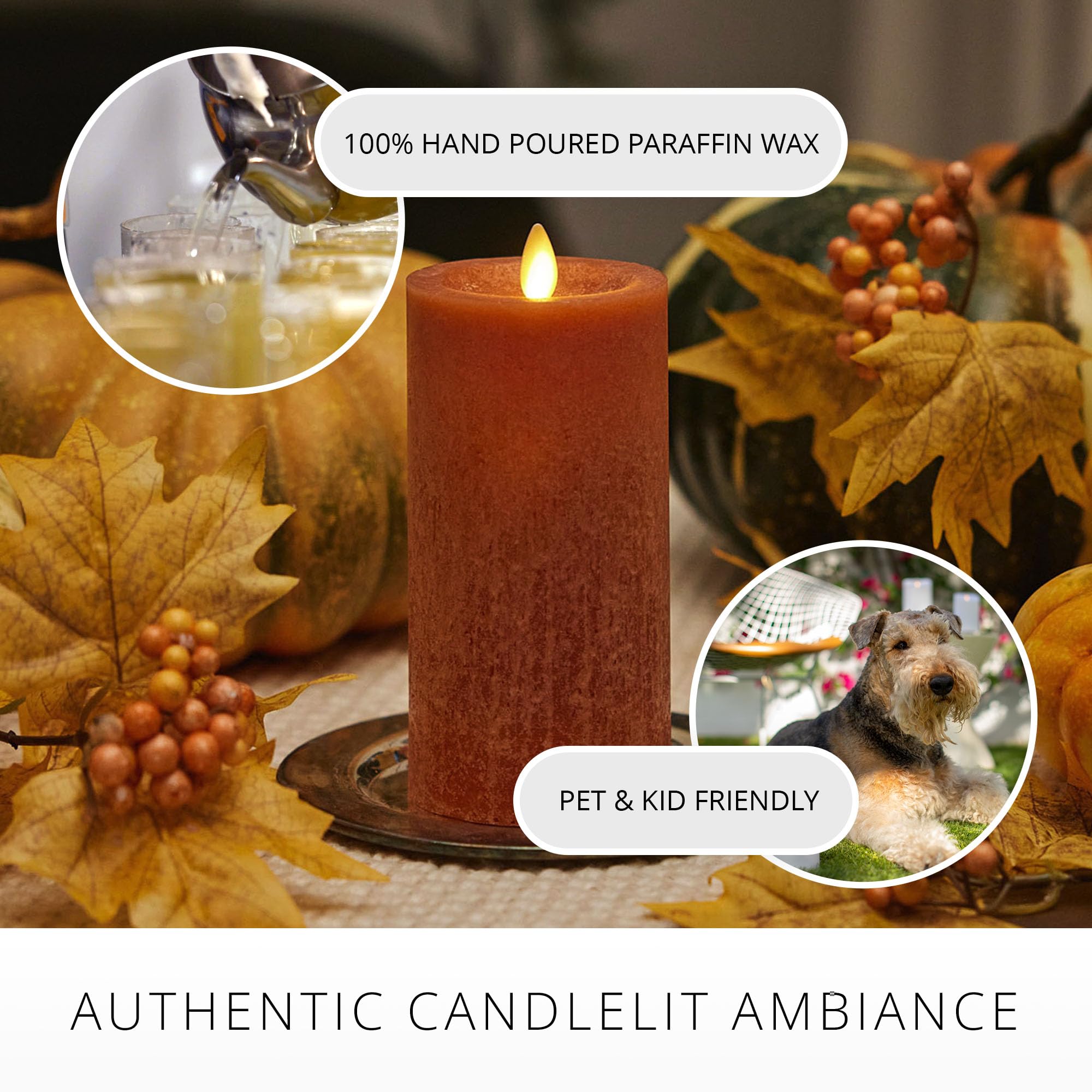 Luminara Adobe Seaglass Flameless Candle Moving Flame LED Pillar, Unscented, Real Wax with Recessed Edge, Battery Operated (3" x 6.5")