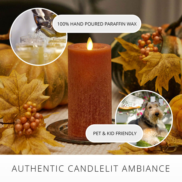 Luminara Adobe Seaglass Flameless Candle Moving Flame LED Pillar, Unscented, Real Wax with Recessed Edge, Battery Operated (3" x 6.5")