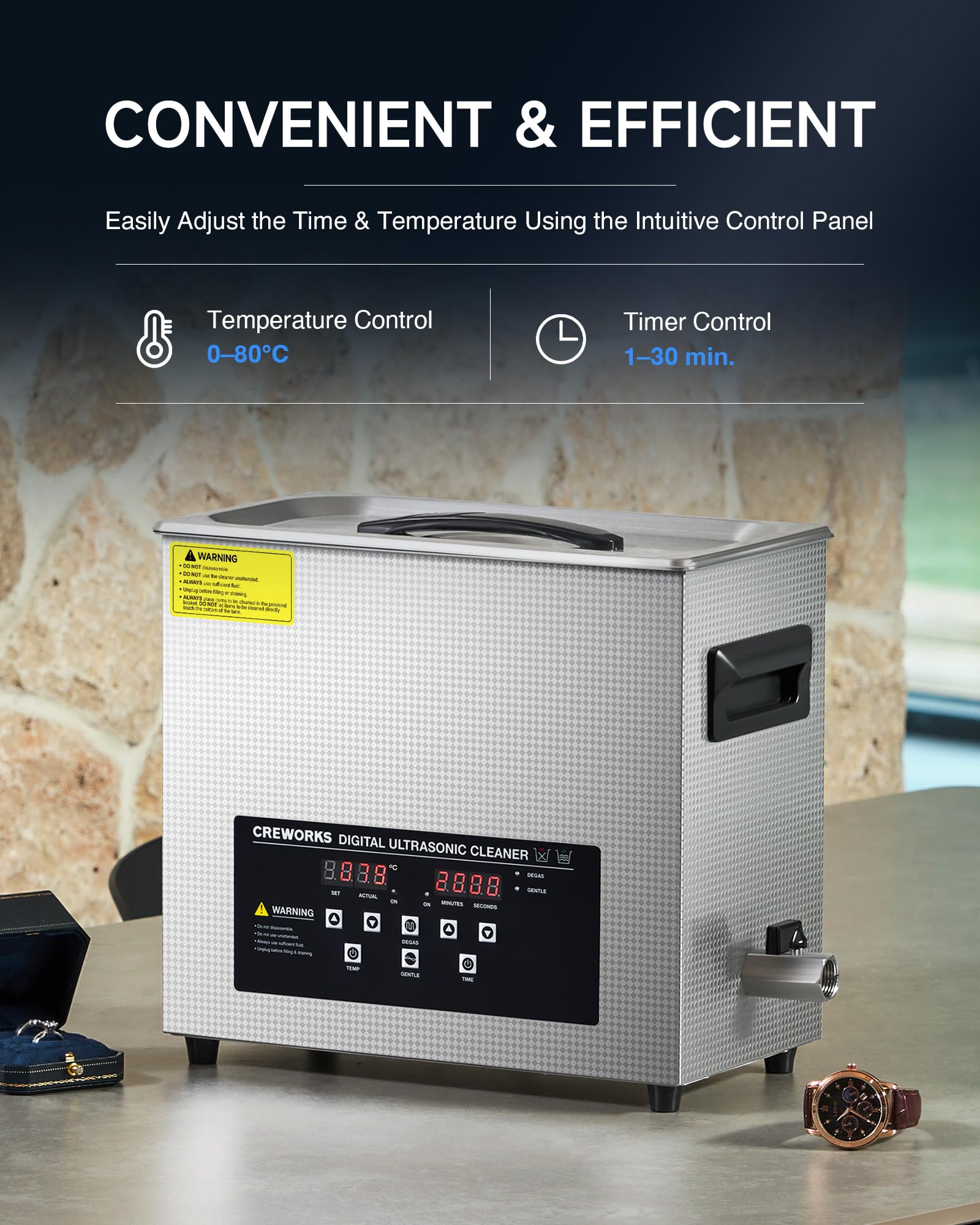 CREWORKS 6L Digital Ultrasonic Cleaner, 1.6 gal. Ultrasonic Cleaning Machine with Degas & Gentle Modes, 180W Professional Ultrasound Cleaner with 300W Heater and Timer for Glasses