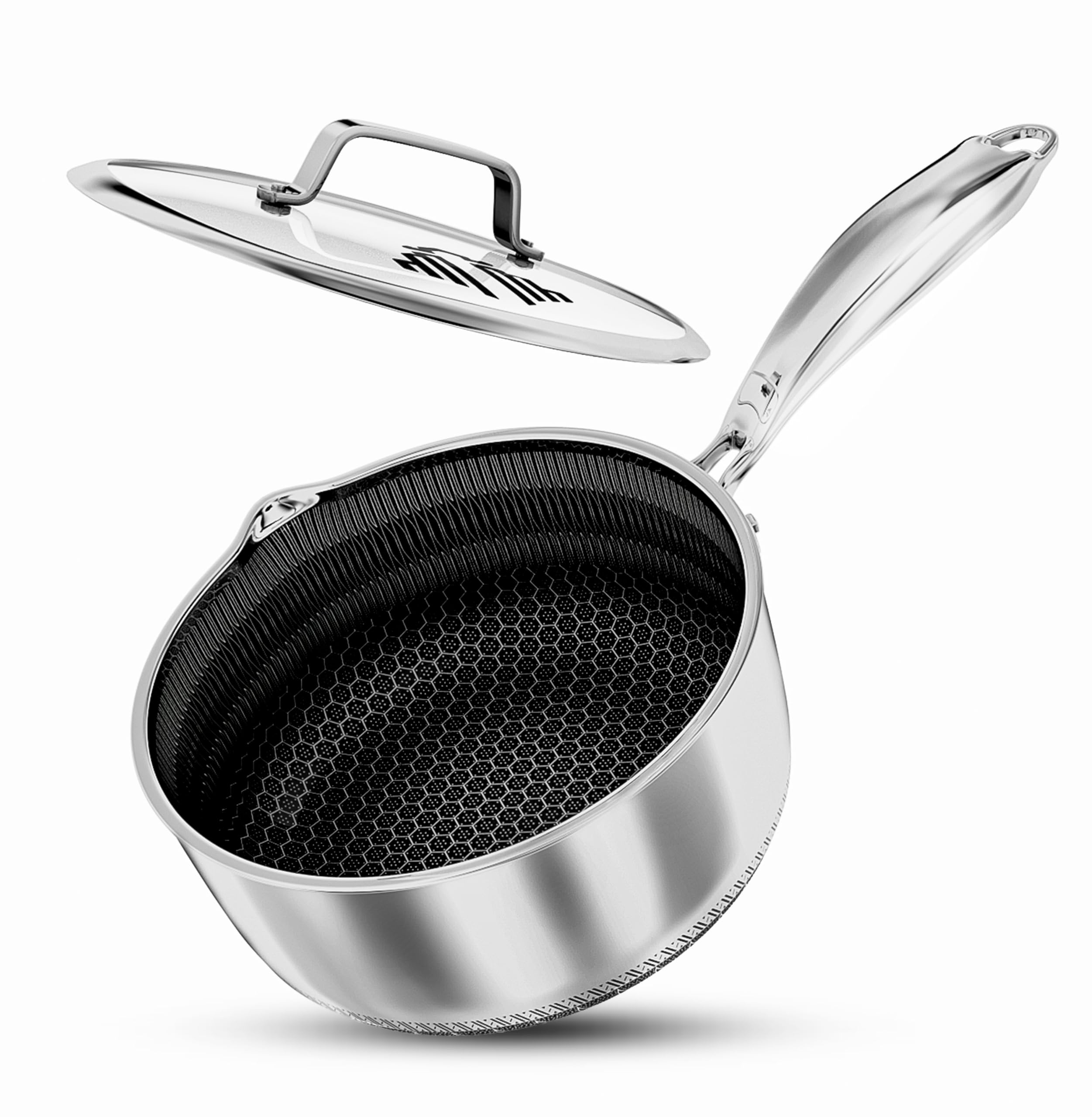 INTIGNIS Saucepan with lid 20cm/2L | Nonstick Sauce Pot for Induction, Gas, Electric Hobs |Cooking Pot with Pour Spout |Stay Cool Handle | Anti