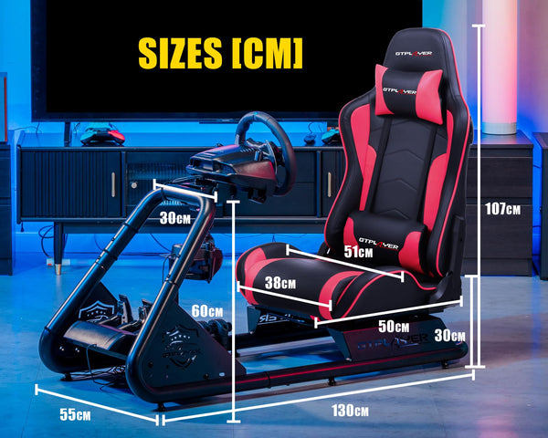 GTPLAYER Racing Simulator Cockpit with Seat, Sim Racing Cockpit Multi-function Adjustable Gaming Wheel Stand for G25 G27 G29 G920 G923 T300 PS5 PS4 Xbox, Without Wheel, Shifter & Pedals