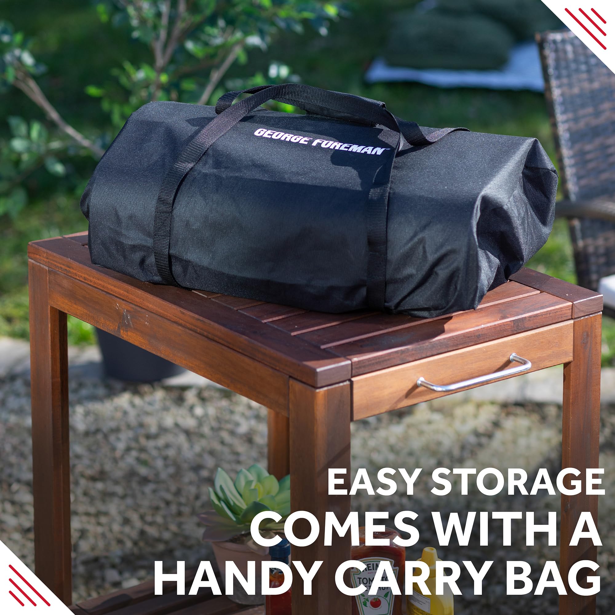 George Foreman Outdoor 12 Inch Wood Pellet Portable Wood Fired Pizza Oven Stainless Steel with Paddle and Carry Bag, BBQ Oven & Smoker, Foldable Legs GFWPPO1SSPC