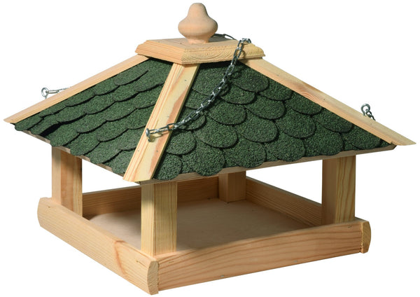 dobar Bird House Made of Wood (Pine) with Green Bitumen Roof Shingles For Desk or Wall Mounted Square/Hexagonal