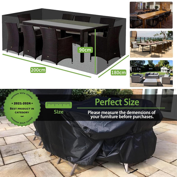 Enzeno Outdoor Garden Furniture Set Covers Waterproof,242x182x100cm Tear Resistant Oxford Fabric Furniture Covers for Outside,Large Patio Set Cover, Garden Table Cover,Windproof, Anti-UV,Rectangular