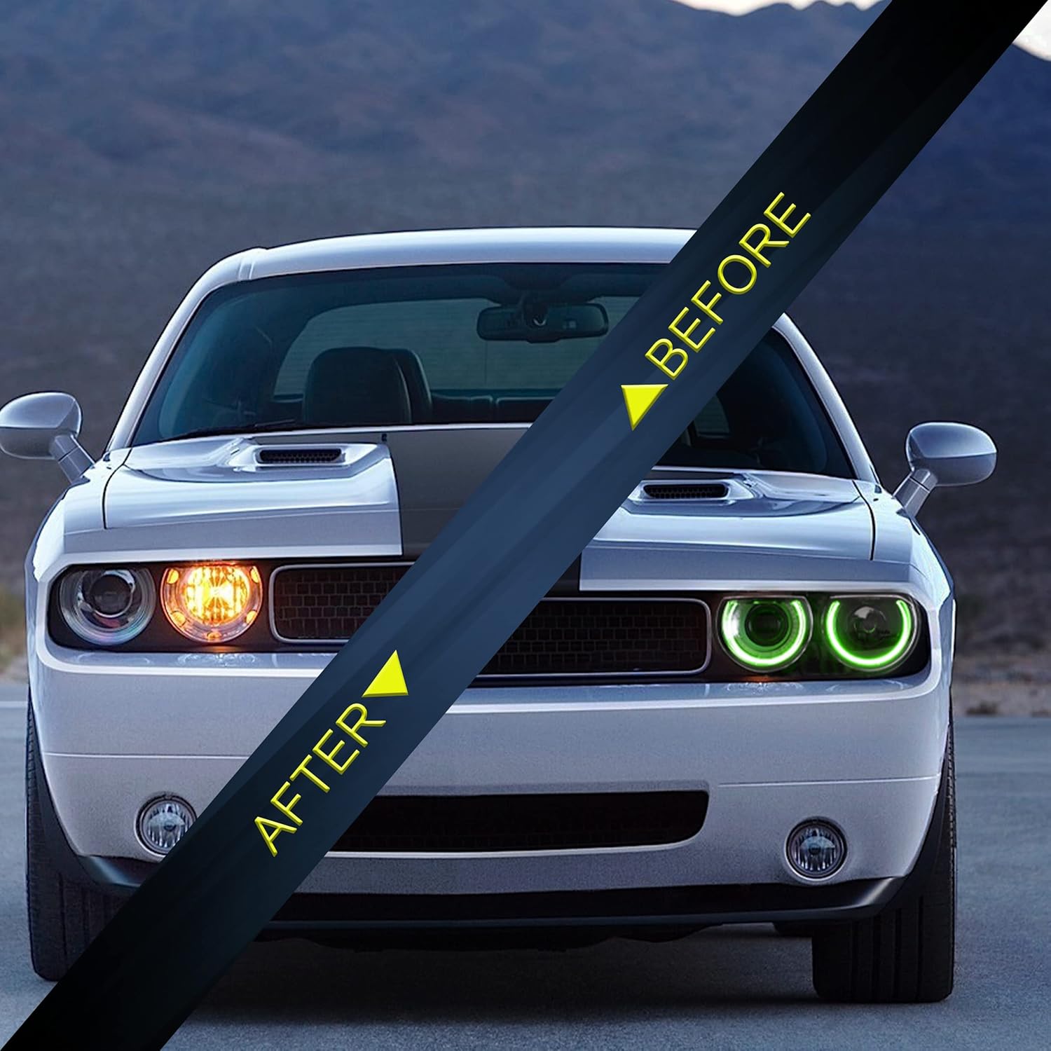 VLAND RGB Headlights Fit for 2008-2014 Dodge Challenger 3rd Gen Coupe, LED Front Lights with Colorful Halo DRL and Sequential Turn Signal