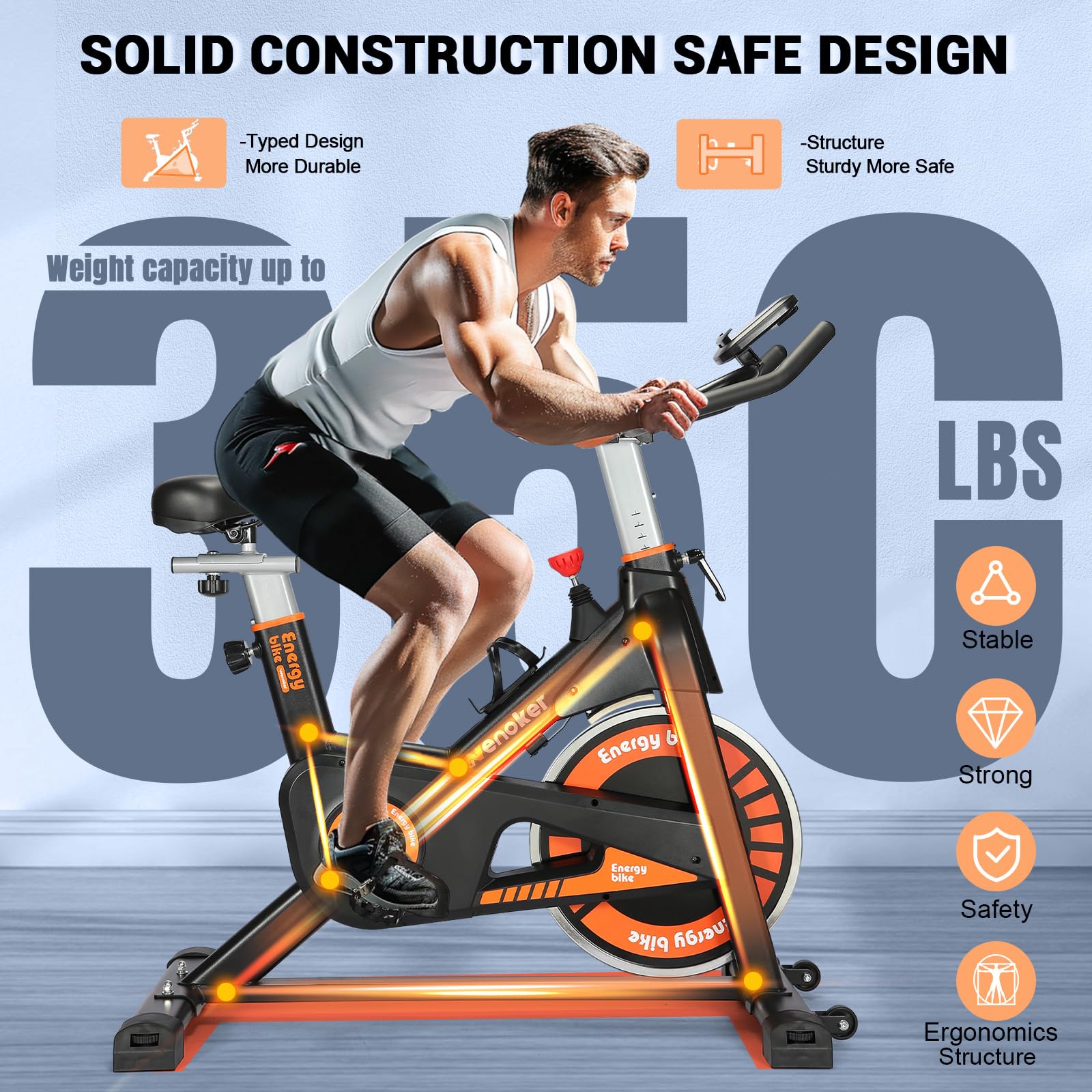 Wenoker Exercise Bike Indoor Cycling, Spin Bike Exercise Equipment for Home Gym Use with LCD Display & Tablet Holder Fitness Workout Cardio Training Machine