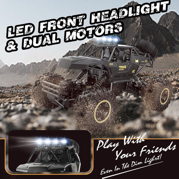 Jiakora RC Cars Remote Control Car 1:12 Off Road Monster Truck,Metal Shell 4WD Dual Motors LED Headlight Rock Crawler,2.4Ghz All Terrain Hobby Truck with 2 Batteries for 60 Min Play,Boy Adult Gifts