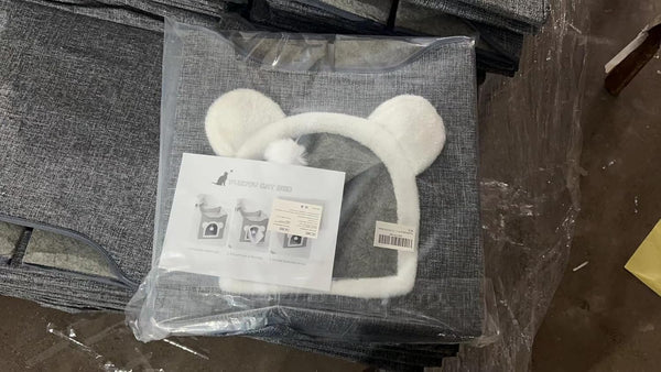 Furjoy Cat Beds, Large Cat Cave for Pet House with Fluffy Ball Hanging and Scratch Pad, Houses & Condos, Cubes, Hideaway, Covered Bed for Multi Small Pet Large Kitty