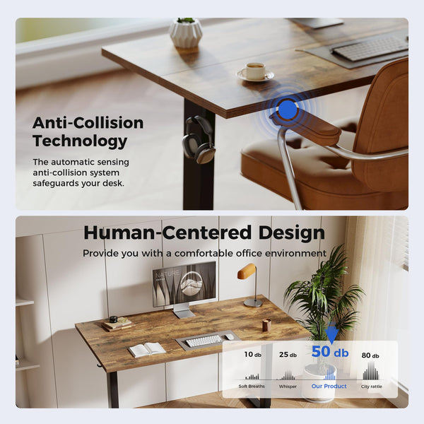 Agilestic L-Shaped Electric Standing Desk, 140cm Height Adjustable Sit-Stand Desk for Home Office, Ergonomic Computer Desk with Spliced Board, White