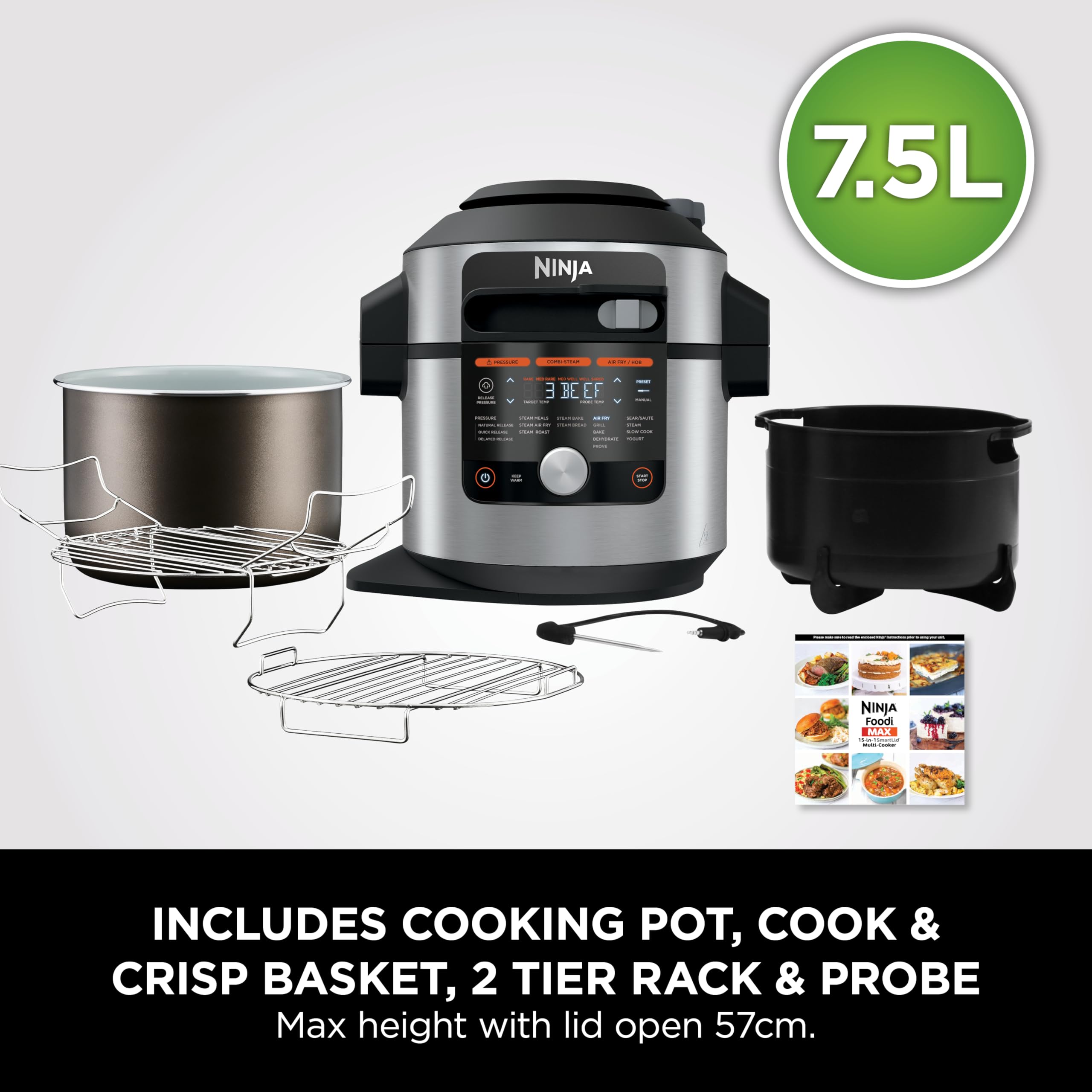 Ninja Foodi MAX 14-in-1 SmartLid Multi Cooker, 7.5L Electric Pressure Cooker & Air Fryer, Combi-Steam, Slow Cook, Bake, Grill, Copper/Black Amazon Exclusive OL650UKCP