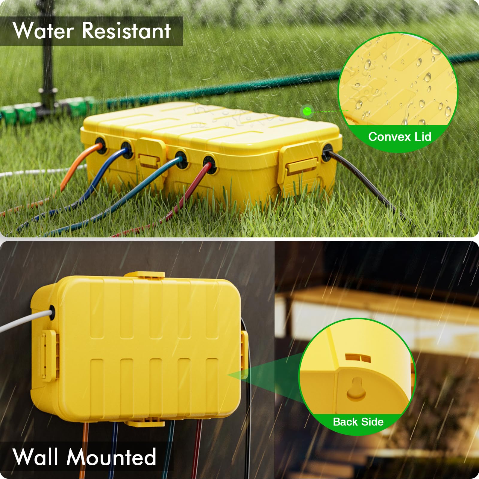 RESTMO Extra Large Waterproof Electrical Box, IP54 Weatherproof Outdoor Outlet Cover, Protect Outlet, Plug, Timer, Power Strip (Not Included), Holiday Light Decoration, 32 x 22 x 13 cm, Black