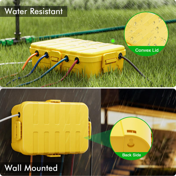 RESTMO Extra Large Waterproof Electrical Box, IP54 Weatherproof Outdoor Outlet Cover, Protect Outlet, Plug, Timer, Power Strip (Not Included), Holiday Light Decoration, 32 x 22 x 13 cm, Black