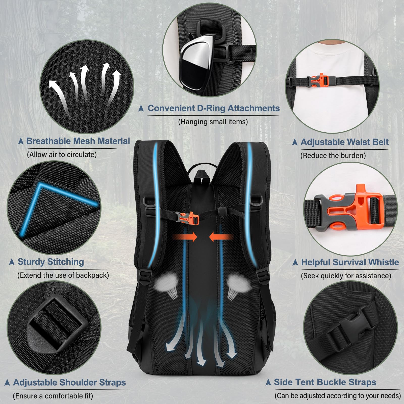 RAINSMORE Military Tactical Backpack Large Hiking Camping Rucksack 40L Water Resistant Molle Hunting Trekking Rucksack Black