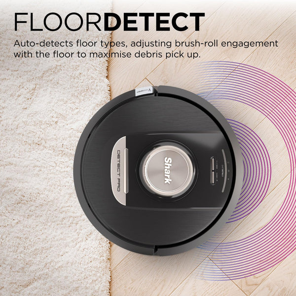 Shark PowerDetect Robot Vacuum with 60-Day Self-emptying Base - Anti-odour - For Carpets, Hard Floors and Pet Hair - 3D LiDAR Navigation - Wi-Fi / App - Odour Cartridge and 2 Brushes Incl. - Black