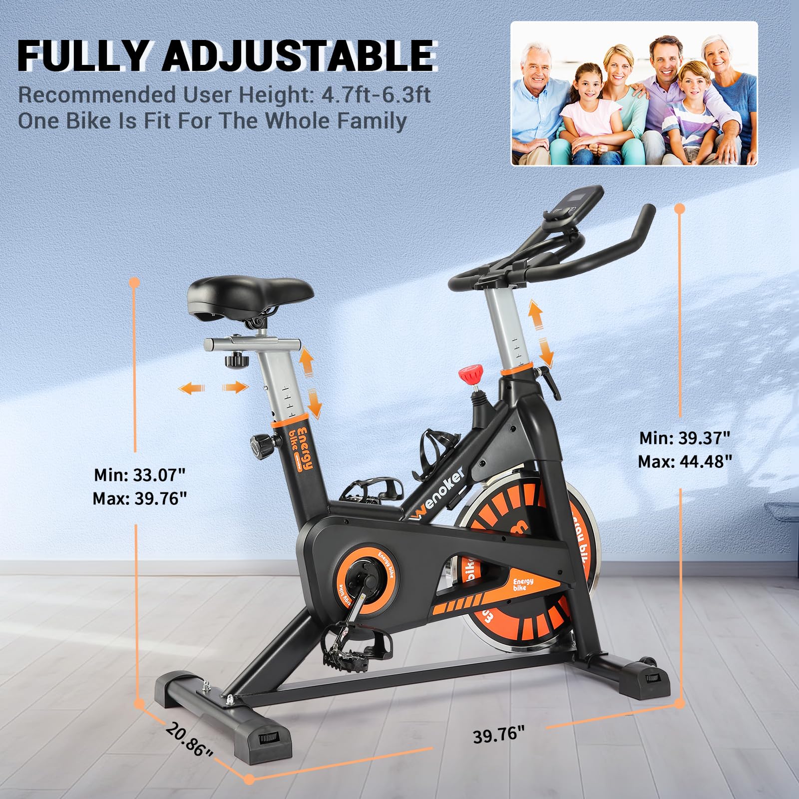 Wenoker Exercise Bike Indoor Cycling, Spin Bike Exercise Equipment for Home Gym Use with LCD Display & Tablet Holder Fitness Workout Cardio Training Machine