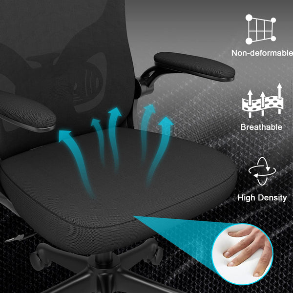 naspaluro Office Chair Ergonomic Desk with 90° Flip-up Armrest Lumbar Support, Height Adjustable Chair, Executive Swivel Computer Padded Seat Cushion for Home/Office