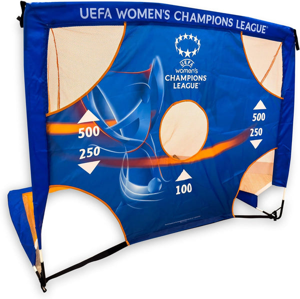 UEFA Women's Champions League 4ft Pop Up Football Goal -UWCL Officially Licensed Merchandise, 2-in-1 Target Training Equipment, Weatherproof Portable Design, Officially Licensed Merchandise