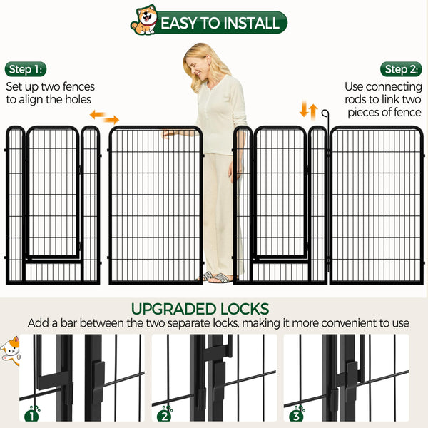 Yaheetech Lightweight Dog Playpen, 8 Panel 80cm Dog Fence Pet Exercise Pen Portable Puppy Play Pen Suitable for RV/Camping