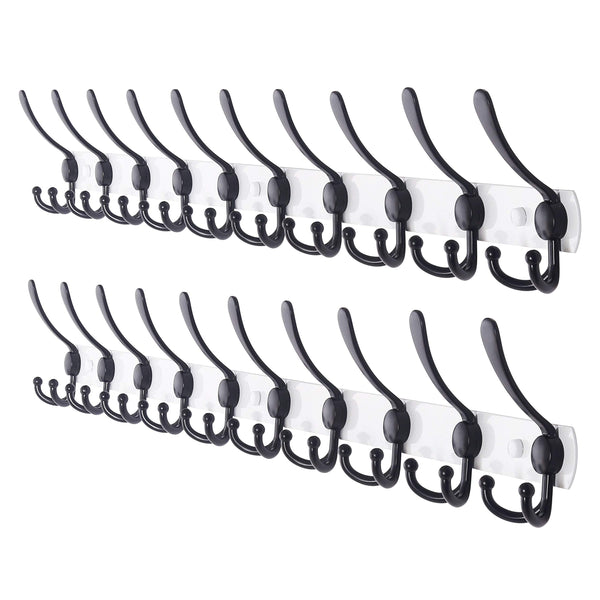 Dseap Wall Mounted Coat Rack - 96cm Long 10 Tri Hooks, Heavy Duty Stainless Steel Metal Coat Hanger Rail Wall Hooks for Coats Hats Clothing Clothes