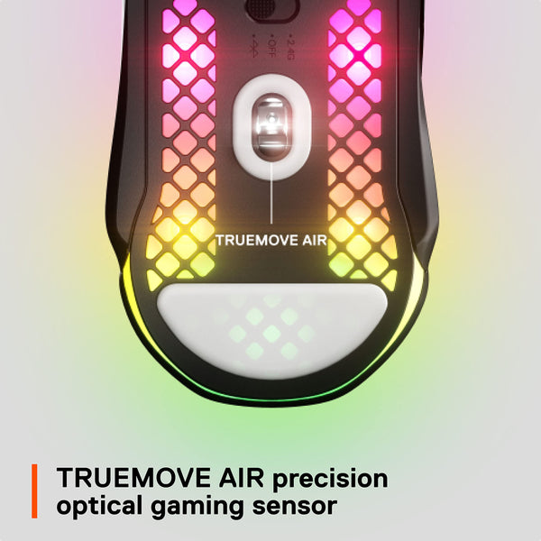 SteelSeries Aerox 5 Wireless - Holey RGB Gaming Mouse - Ultra-lightweight Water Resistant Design - 9 Buttons - Lag-free 2.4GHz / Bluetooth Wireless - 18K DPI TrueMove Air Optical Sensor