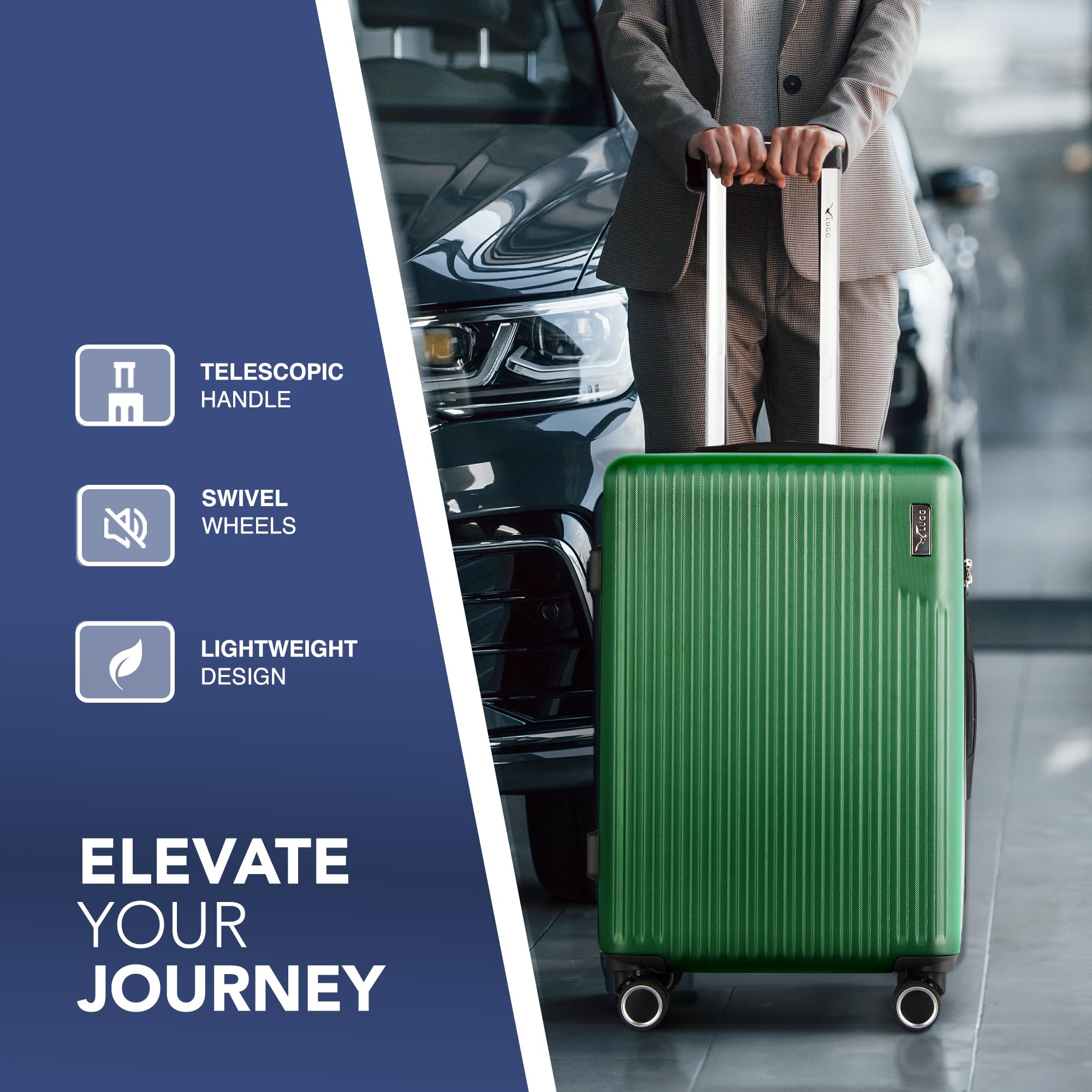 LUGG 15 Inch Vacay Cabin Case - 45x36x20 cm, Airline Approved Carry On Suitcase, ABS Lightweight Suitcase, Water Resistant Hard Suit Case with 360° Spinner Wheels, Carry On Bag with TSA Indent Lock