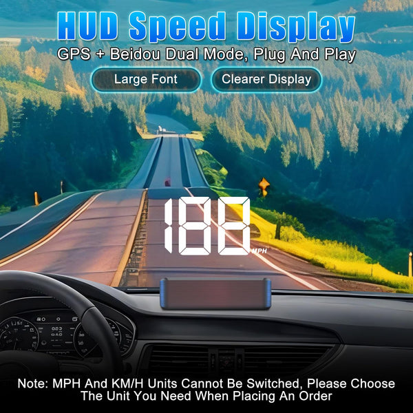 WODHMIEY HUD Speedometer Projector,Windshield Projector Speedometer HUD with GPS & Beidou, Auto Brightness Adjustment, 10Hz Refresh Rate, Clear Display with Sunshade, Automatic Startup White MPH