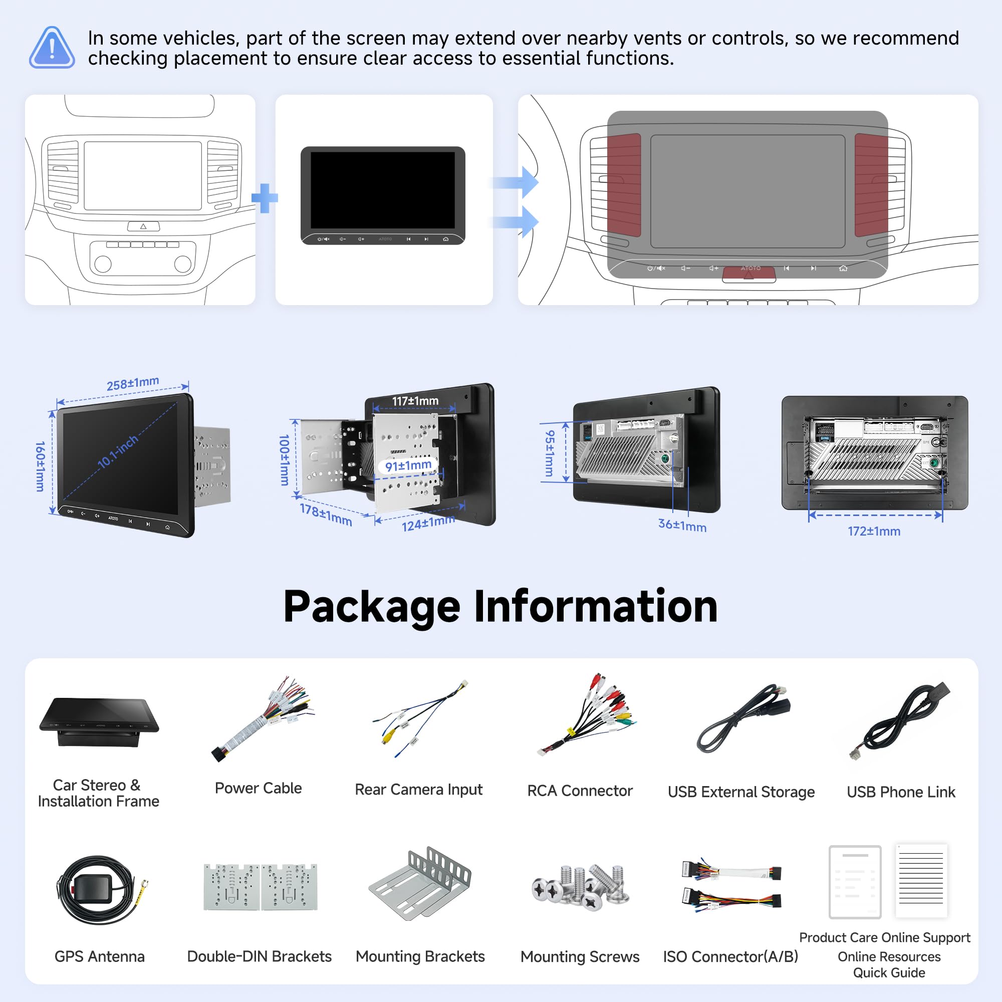 A5L 10.1inch Android Double DIN Car Stereo, WiFi/Bluetooth/USB Tethering, Wireless CarPlay/Android Auto, Touchscreen Car Radio, 24B-EQ DSP, MirrorLink, 2G+32G, FM/RDS, AI Chat, GPS Tracking