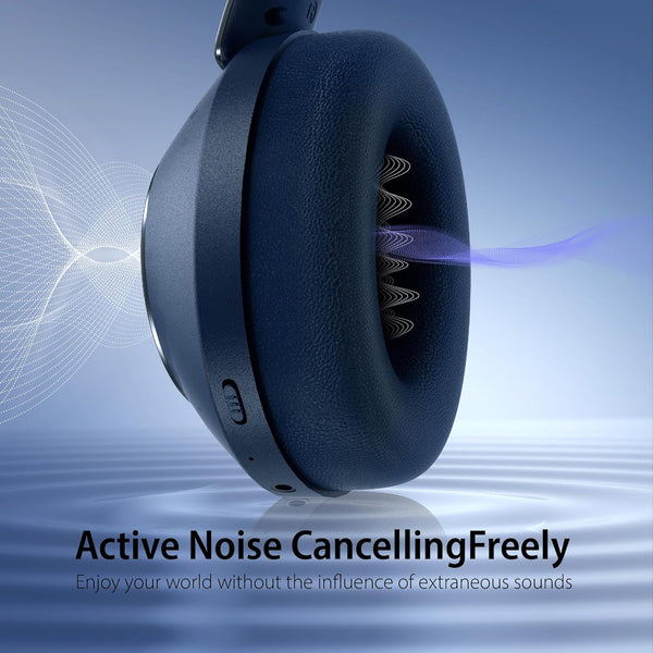 Active Noise Cancelling Wireless Headphones, 100H Playtime with Microphone, Over- Ear Bluetooth Headphones with Deep Bass,Fast Charging for Travel,Office,Home