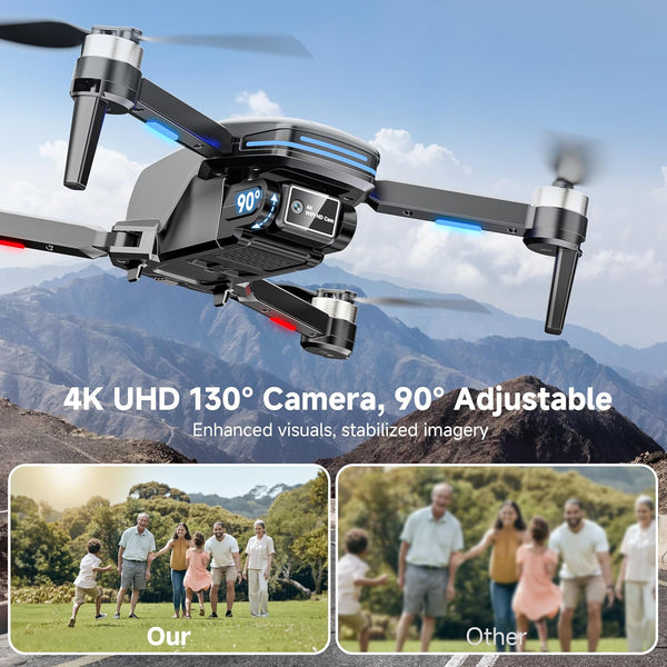 Drone with Camera 4K Professional for Adults Kids, Brushless Motor Mini Foldable RC Quadcopter, Tap Fly, Voice Control, Gesture Photography, Toys Gift for Beginners Boys 8-12