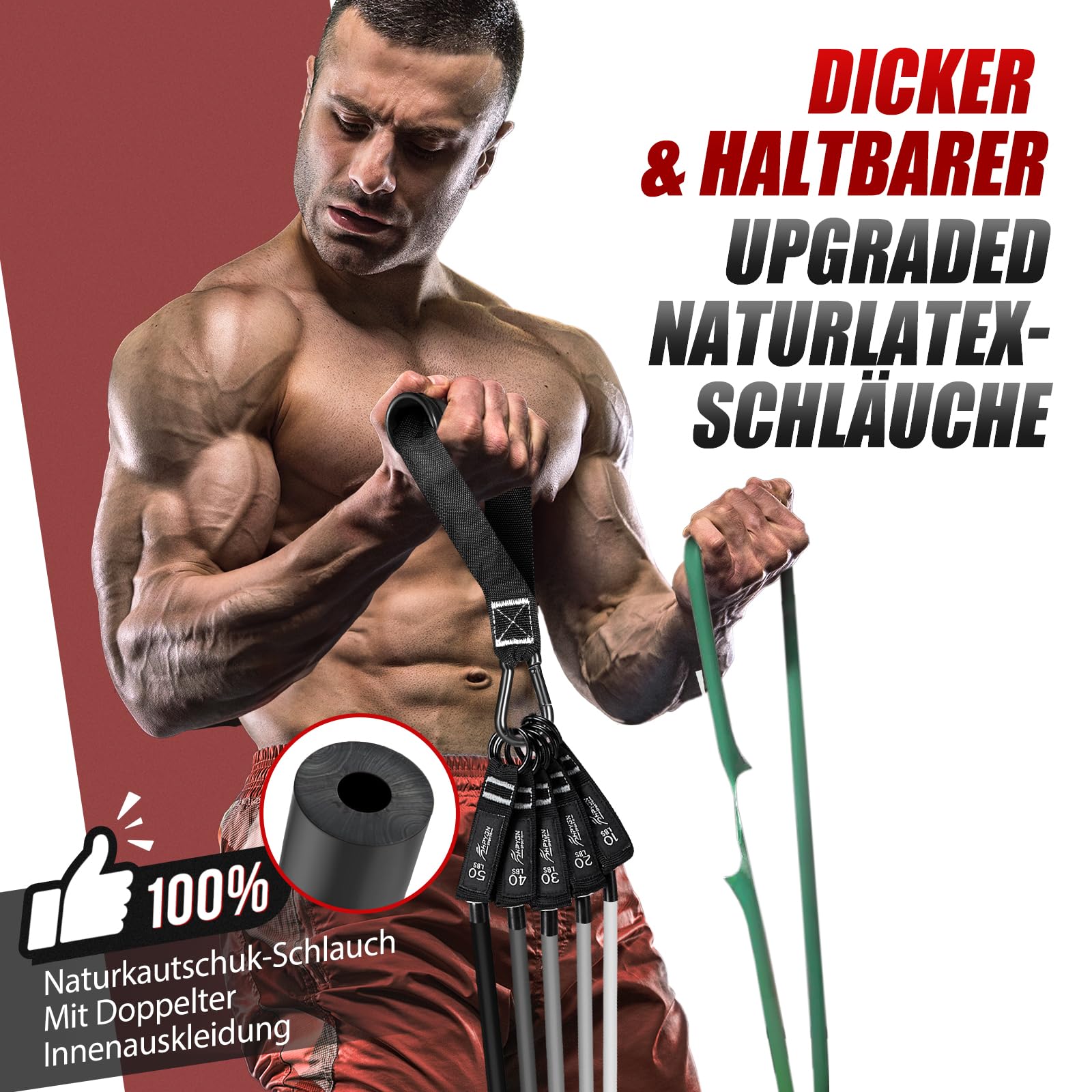 HPYGN Resistance Bands Set, 5 Levels, 200 lbs, for Men, Indoor Home Gym and Outdoor Use