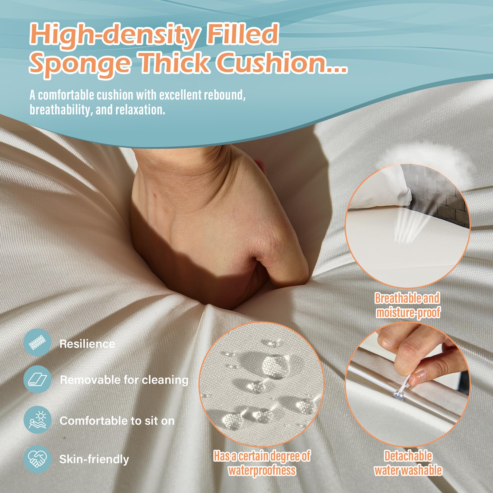 AOUXIN 3 Pieces Rattan garden furniture Patio Furniture Sets All Weather Outdoor Sectional Patio Sofa Manual Weaving Wicker Rattan Corner Sofa with Grey Cushions and Glass Table