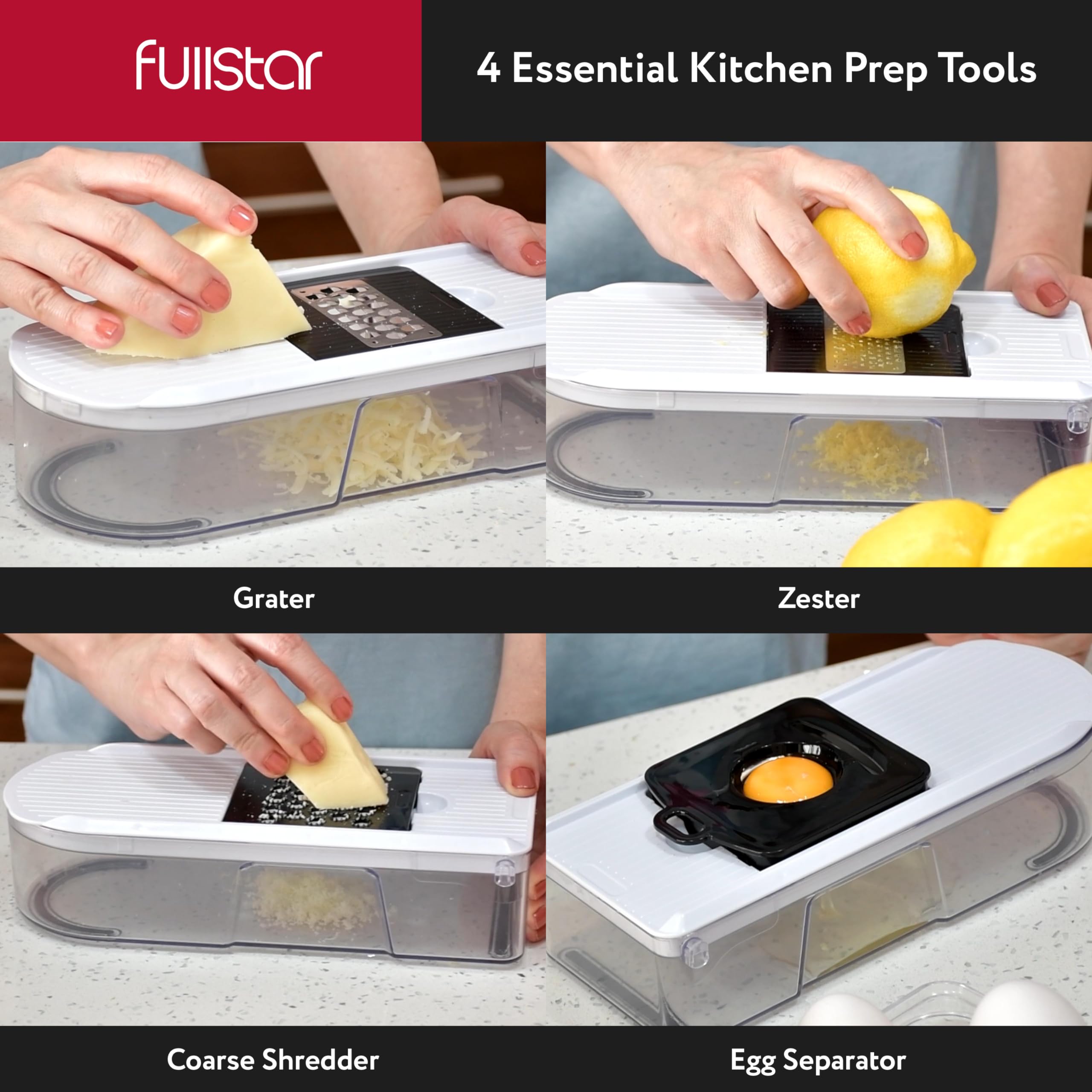 Vegetable Chopper Vegetable Cutter Mandoline Vegetable Slicer - Veggie Onion Salad Food Chopper Manual - Potato Chipper - Veg Chopper and Dicer - Kitchen Tools & Gadgets (6-in-1 Compact White)