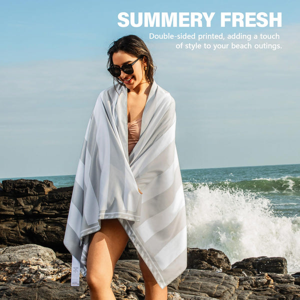 Winthome Beach Towel, Extra Large Microfibre Beach Towel for Adult, Double Sides Sand Free Quick Dry lightweight Travel Swimming Towel(Pink + Green, 90×180cm - 2 pack)