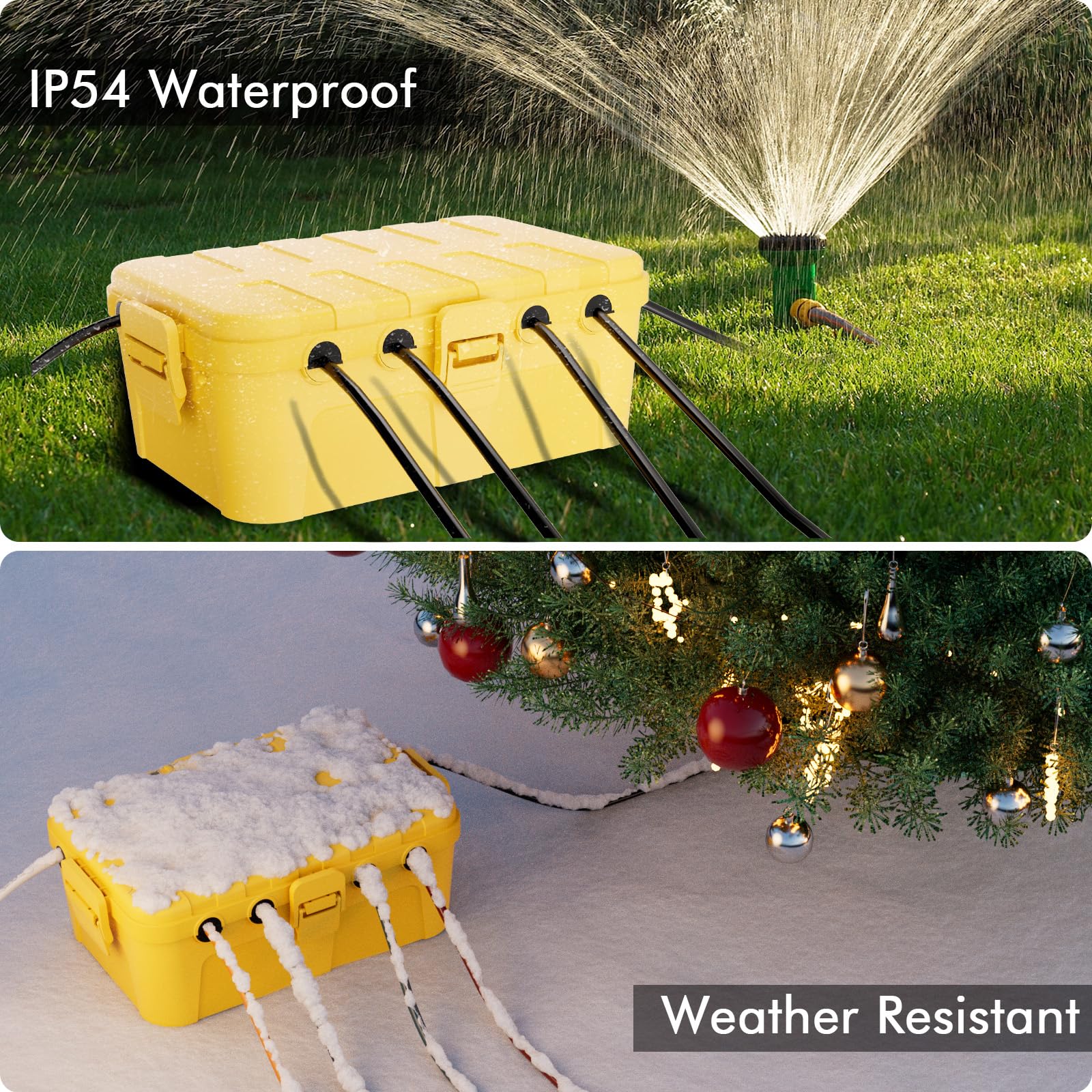 RESTMO Extra Large Waterproof Electrical Box, IP54 Weatherproof Outdoor Outlet Cover, Protect Outlet, Plug, Timer, Power Strip (Not Included), Holiday Light Decoration, 32 x 22 x 13 cm, Black