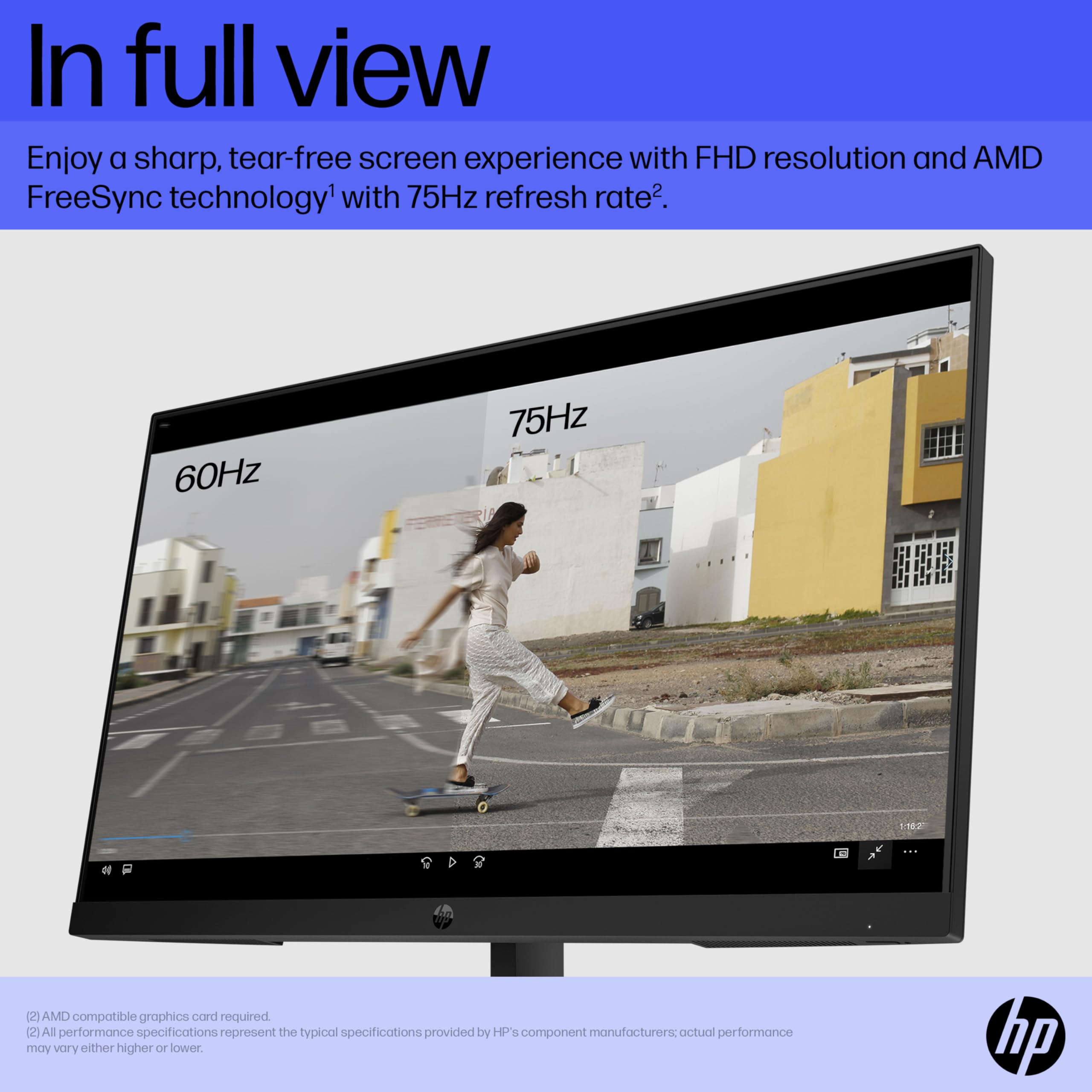 HP 24 Inch FHD Monitor | Full HD VA LCD Display | 75hz Refresh Rate | 250 Nits Brightness | 3000:1 Contrast Ratio | AMD FreeSync Technology | Adjustable Tilt | 1x HDMI 1.4, 1x VGA | Black | V24v G5
