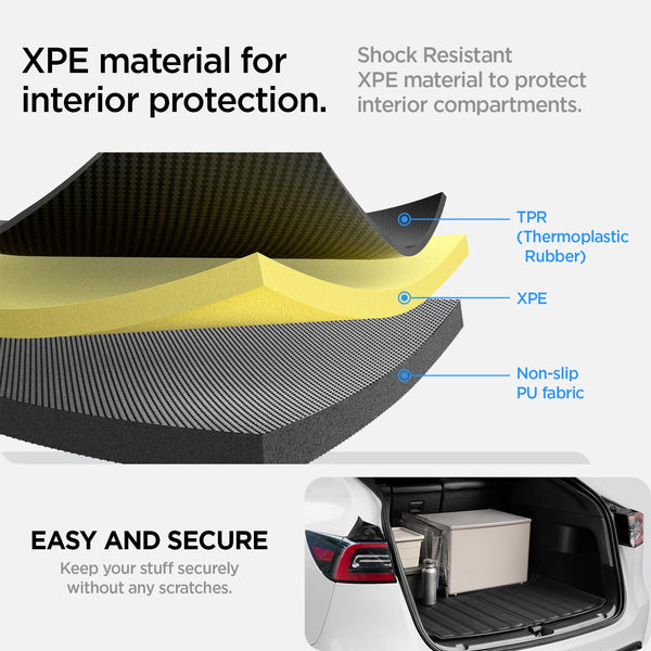 Spigen Tesla Model Y (~2024) Front Trunk Mat Cargo Liner, All Weather Floor Mats, Boot Liner, Waterproof, Easy To Clean Material, Designed for Model Y Accessories - Carbon Edition